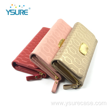 Leather wallet genuine multilayer wallet for zipper woman